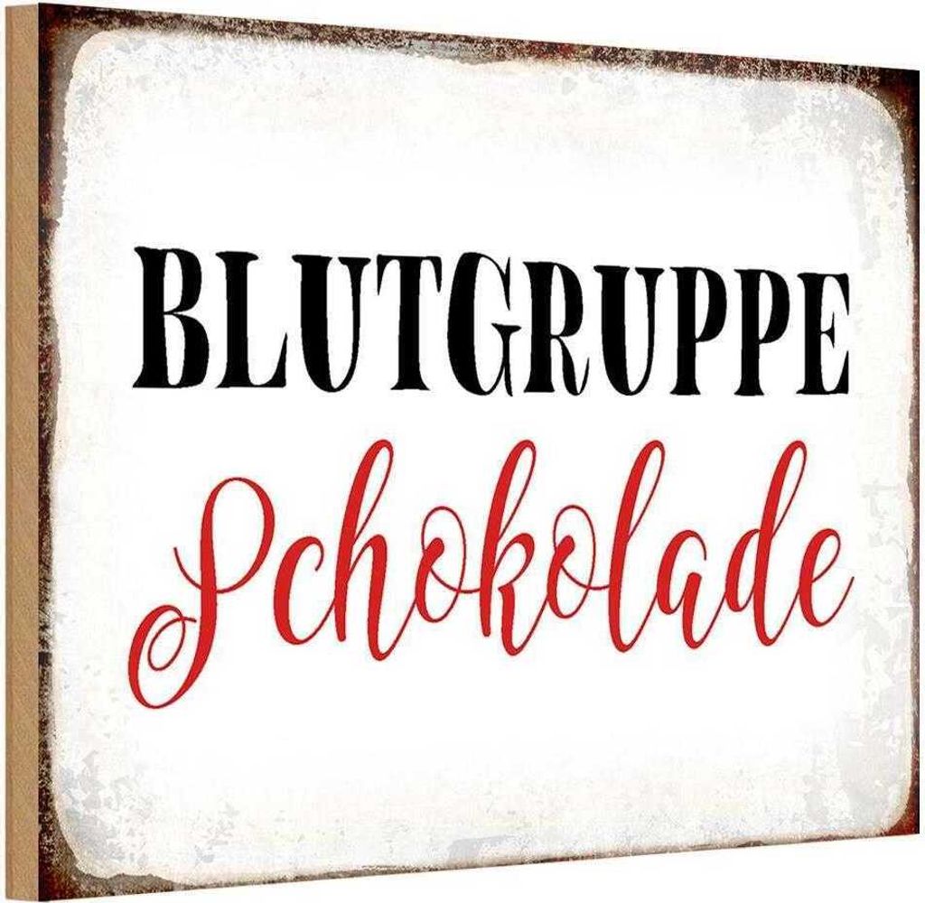 vianmo Holzschild 12x18 cm Blutgruppe Schokolade Essen Trinken
