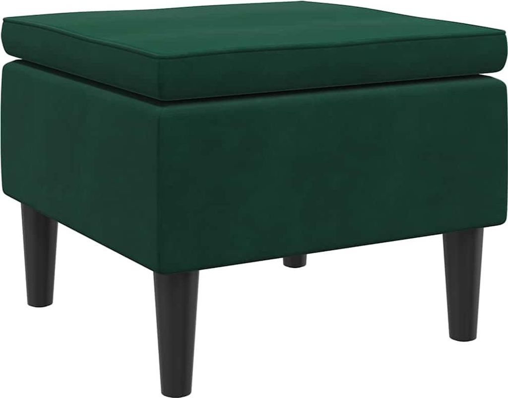 vidaXL Hocker mit Holzbeinen Dunkelgrün Samt