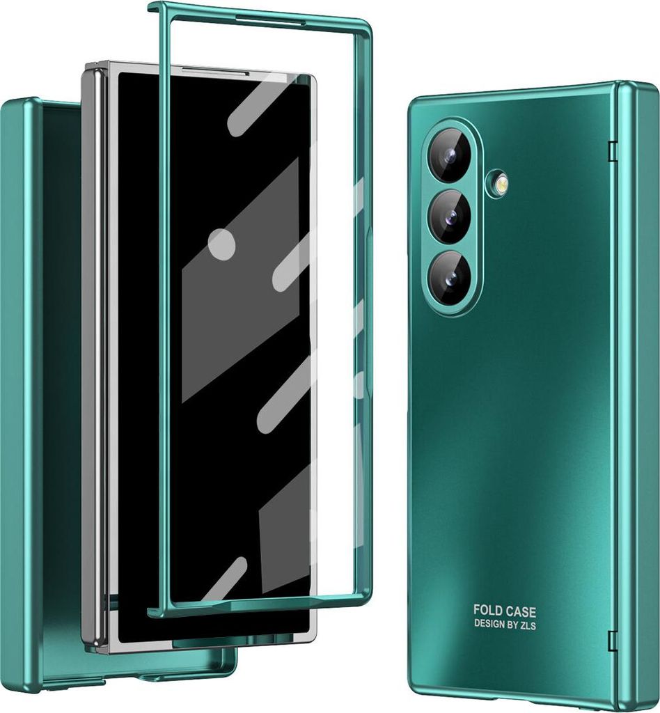 Hülle für Samsung Galaxy Z Fold 7 Elektroplatte Hart PC Schutzhülle mit Scharnierschutz und Displayschutz Grün