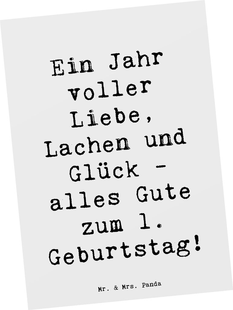 Mr. & Mrs. Panda Postkarte Spruch 1. Geburtstag Liebe Lachen Glück - Weiß - Geschenk, Grußkarte, Alter, Postkarten, alles Gute zum, bildkarte, A...