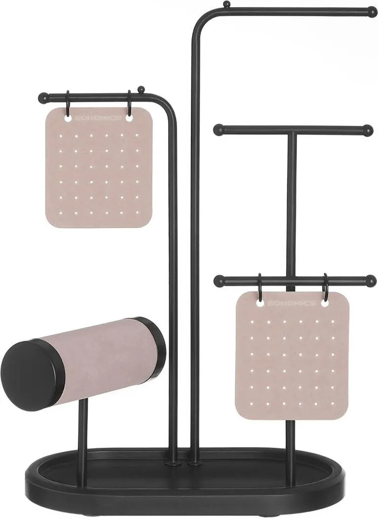 Organizer Gioielli Design 4 Barre Metallo Nero | Espositore Bijoux
