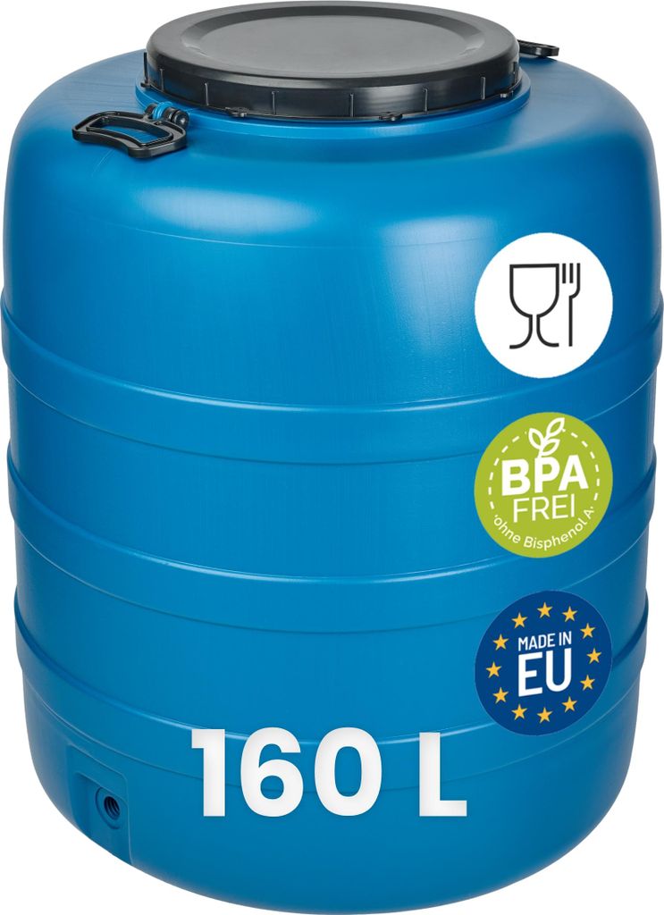 Garronda 160L Weithalsfass Fasssilage Gepäcktonne Gärfass Gärbehälter Futtertonne (Blau)