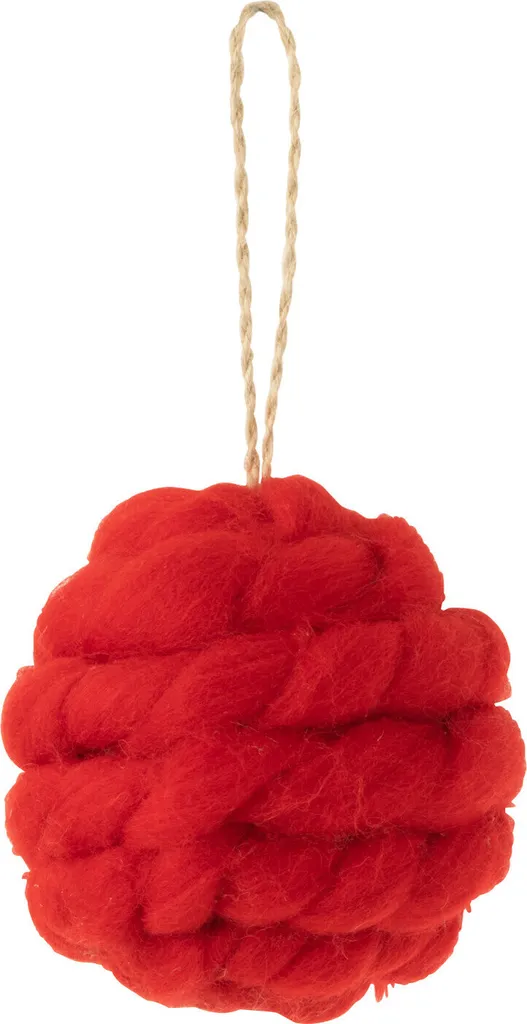 Boule Suspendue Rouge en Laine Tressée - Finition Textile Artisanale