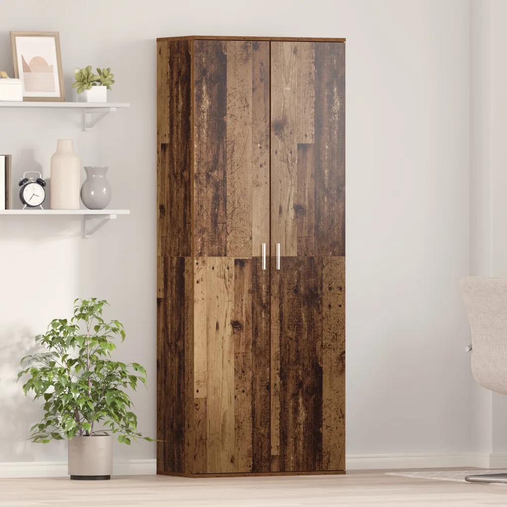 Meuble de Rangement Haut pour Salon en Bois Ancien 70 x 33,5 x 180 cm