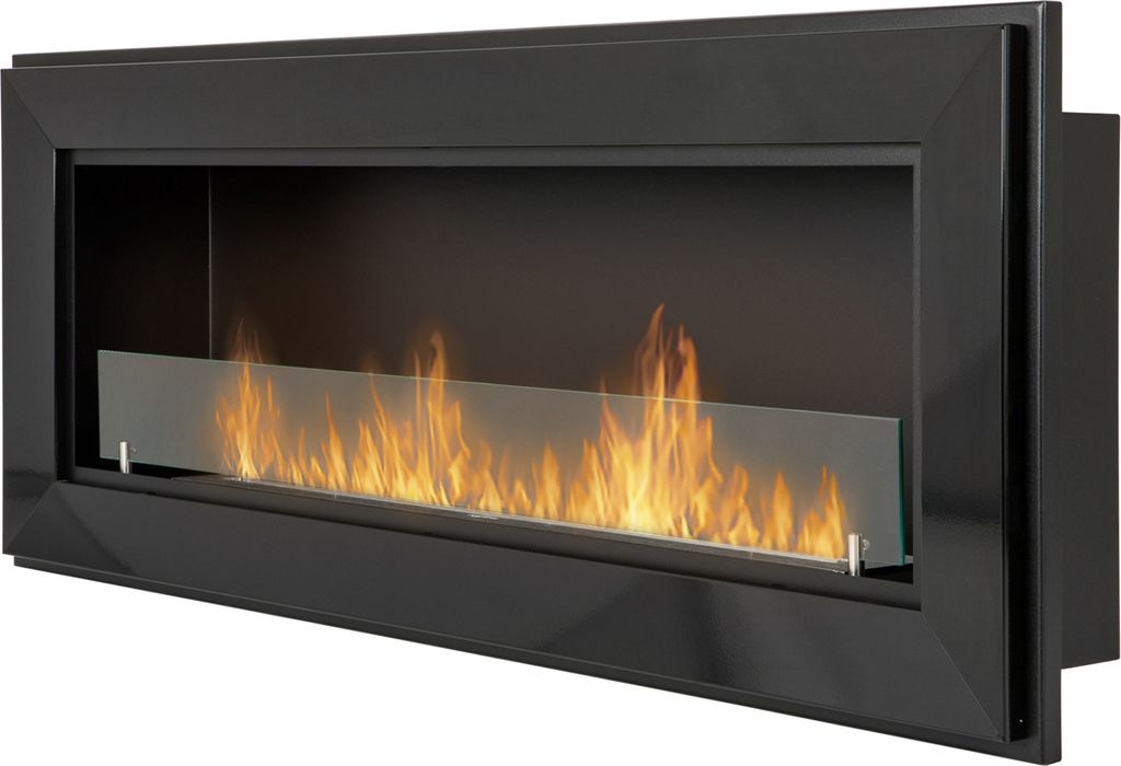 ethanol kamin Frame 1200mm. EthanolKamin schwarz. Biokamin mit Glas zum Aufhängen direkt an der Wand oder zum Einmontieren in Einer Wandöffnung