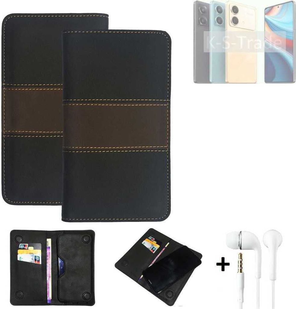 K-S-Trade Handyhülle + Kopfhörer kompatibel mit Xiaomi Redmi Note 13R Pro Schutzhülle Walletcase Bookstyle Tasche Schutz Case Hülle Wallet Cover