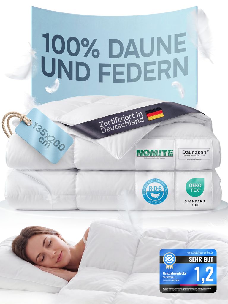 Feder- und Daunendecke 135x200 Ganzjahresdecke Bettdecke Produktbild 