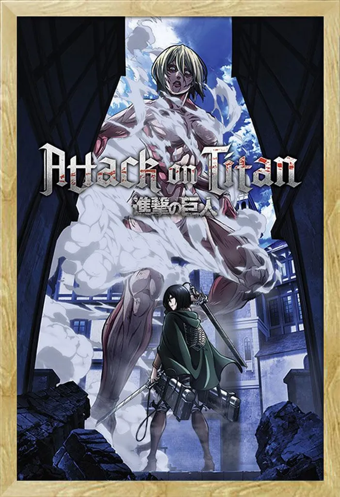 Poster Titano Femmina AOT Shinsuke Cornice Legno Faggio Maxi