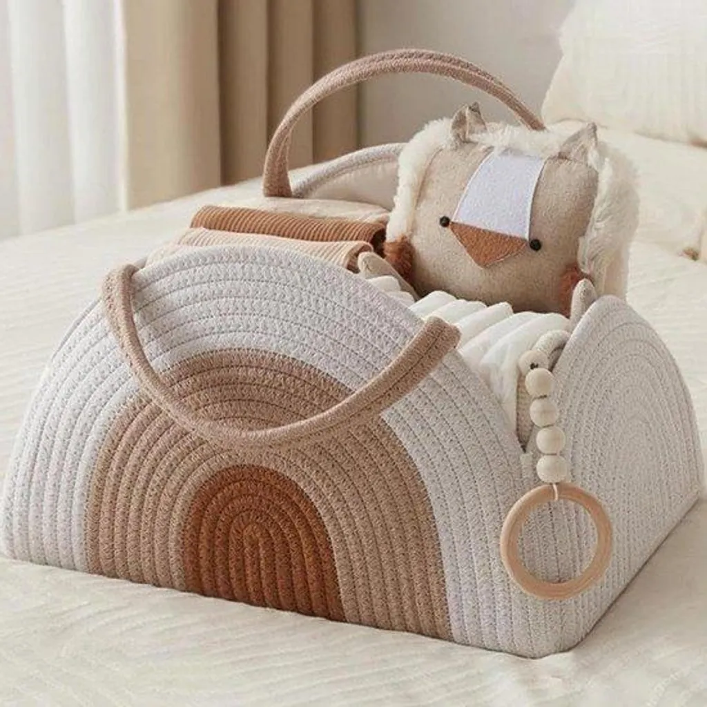 Panier à couches à compartiments avec poignées pour rangement nomade