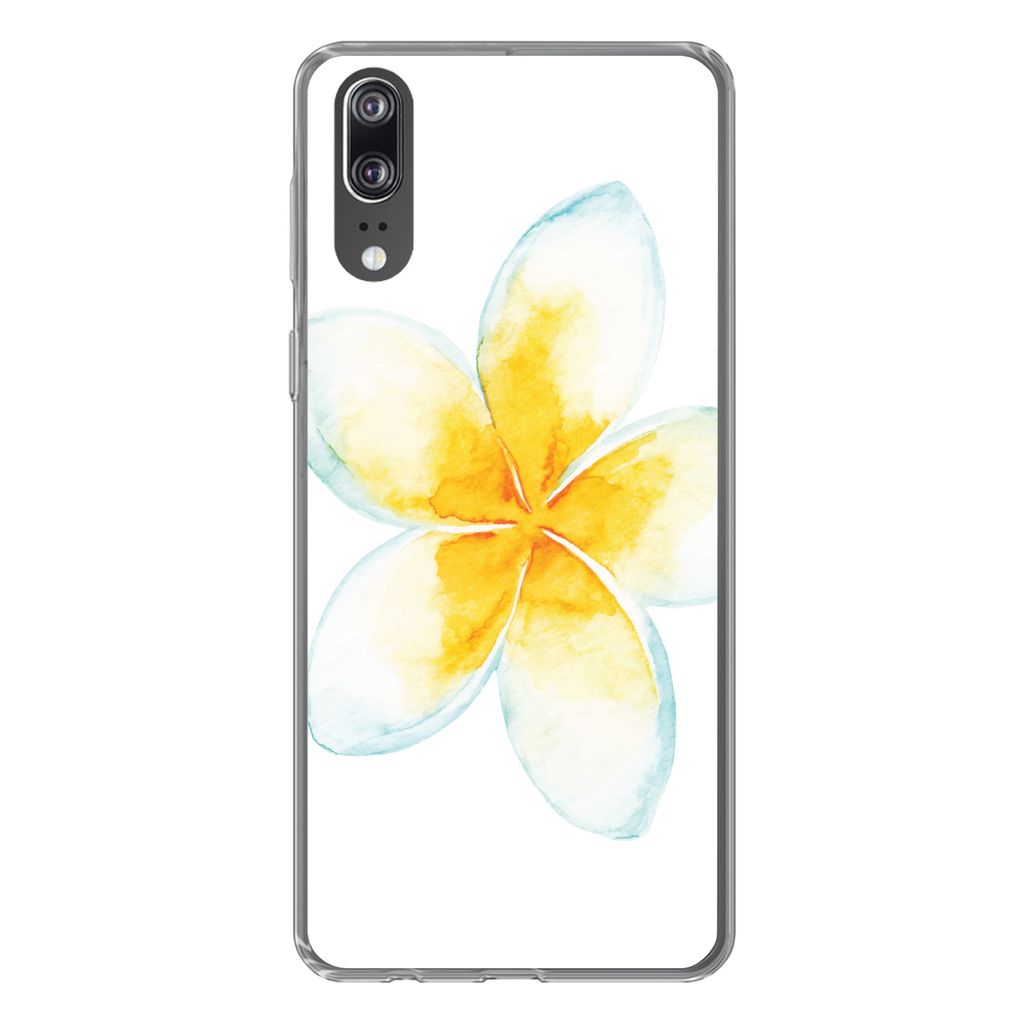 MuchoWow Handyhülle Schutzhülle Hülle für Huawei P20 Aquarellfarbe - Blume - Tropisch Silikon Softcase Handy Hülle - Hardcover