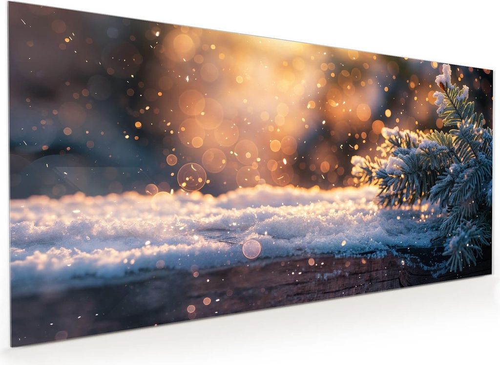 Küchenrückwand Spritzschutz Glas mit Motiv Winterzweig Schnee 40 x 40 cm