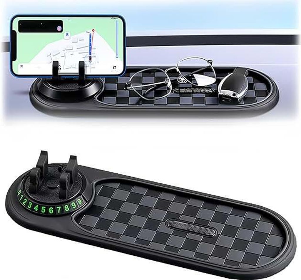 Antirutschmatte Auto, 3 In 1 Auto Anti-Rutsch-Pad Silikon-Matte Telefonpad Multifunction Car Anti-Slip Mat mit Parknummer für Autodekorationen, Br...