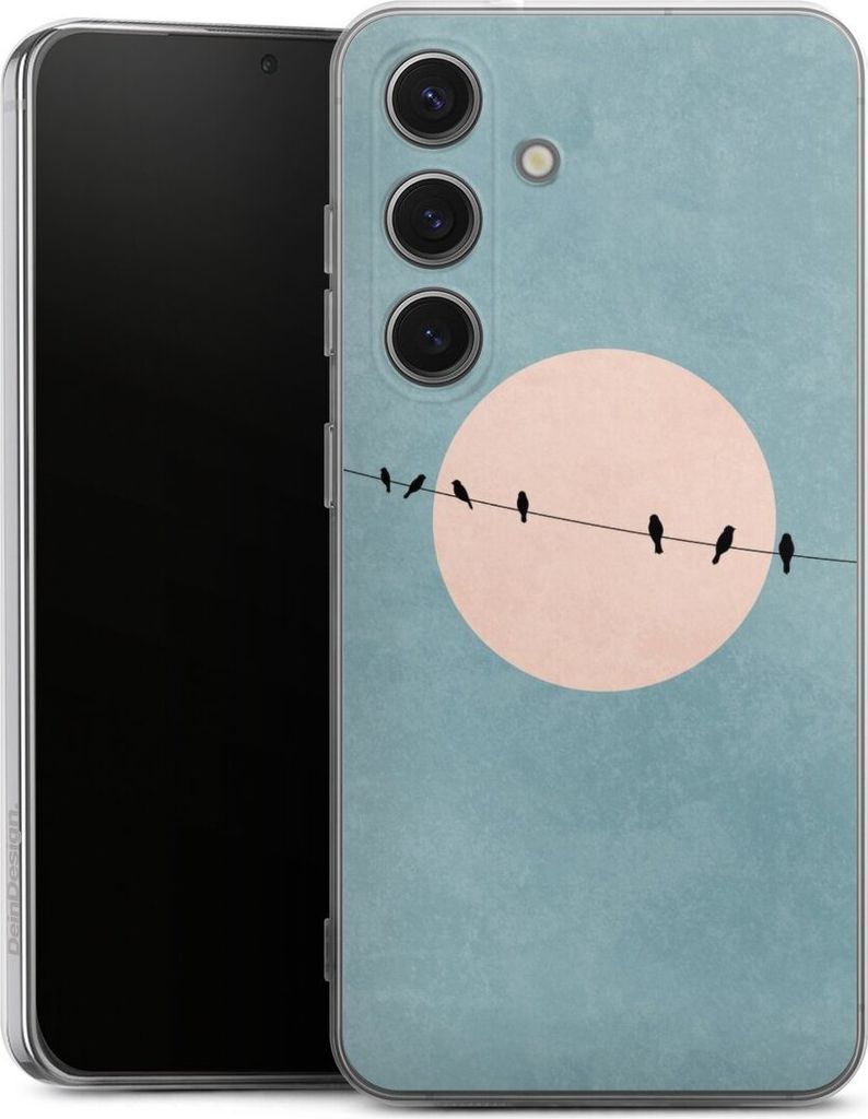 DeinDesign Handyhülle für Samsung Galaxy S25 Silikon Hülle Case Smartphone Schutzhülle Mond Vogel türkis