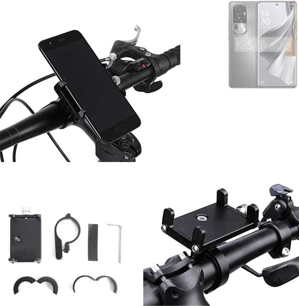 K-S-Trade Handyhalterung für das Fahrrad kompatibel mit Oppo Reno10 Pro Halter Lenkstange Fahrradhalterung Motorrad Bike Mount Befestigung Smartphone