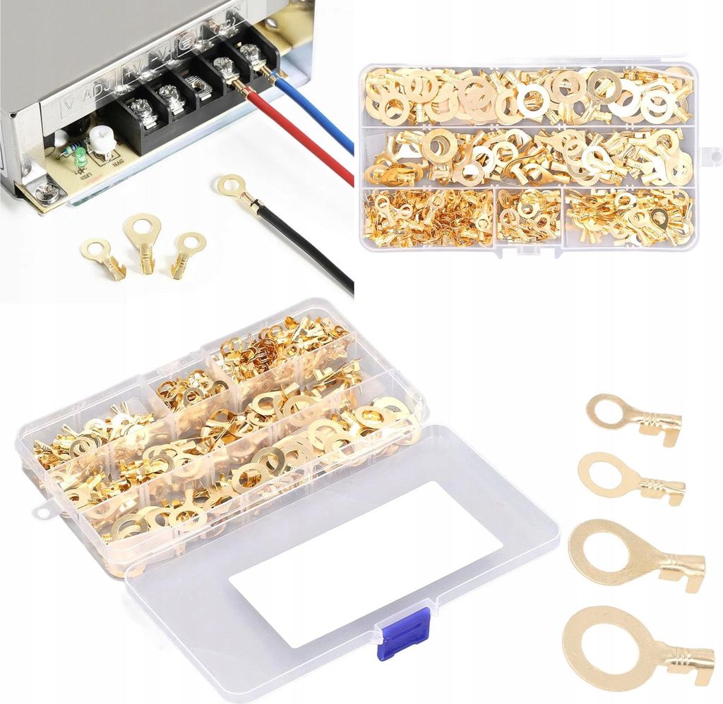 Rosfix Ringkabelschuhe Sortiment – 300 Stück M5–M10 im Organizer | Elektrische Kabelverbinder aus Messing | Für Auto, Haus, Industrie & mehr