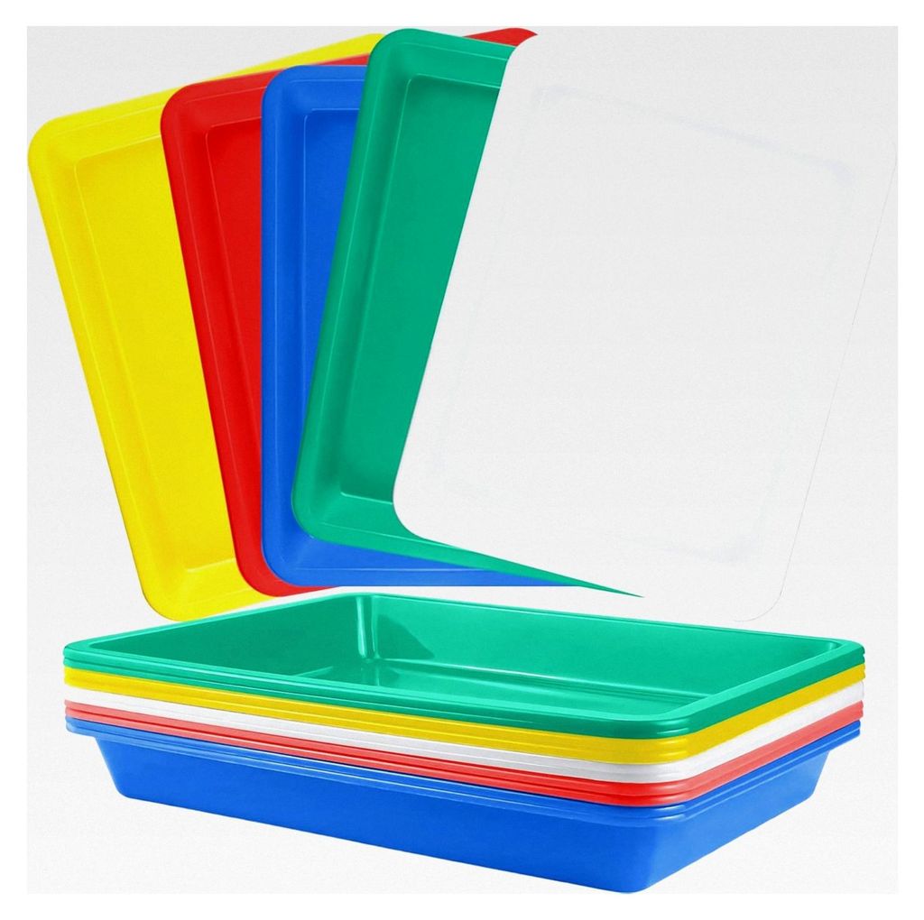 10 Materialschalen, 28x21x3cm Kunststoff Kunsttabletts Rechteckig Plastikschalen Puzzle Sortierschalen, Aktivität Tabletts für Handwerk DIY Schul...