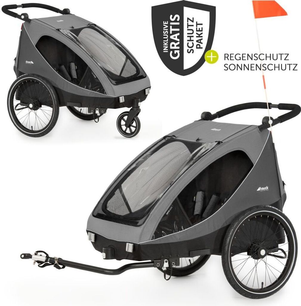 Hauck 2in1 Fahrradanhänger Dryk Duo für 2 Kinder
