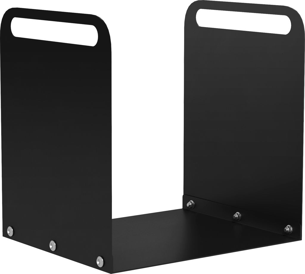 Kaminholzregal 36,5 x 30 x 36 cm Brennholzregal mit Griffe, Feuerholzregal für Outdoor, Indoor, bis 30 kg, Stahl, Schwarz