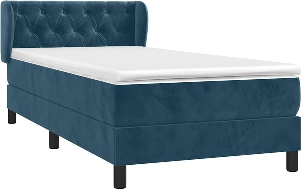 vidaXL Boxspringbett mit Matratze Dunkelblau 80x200 cm Samt