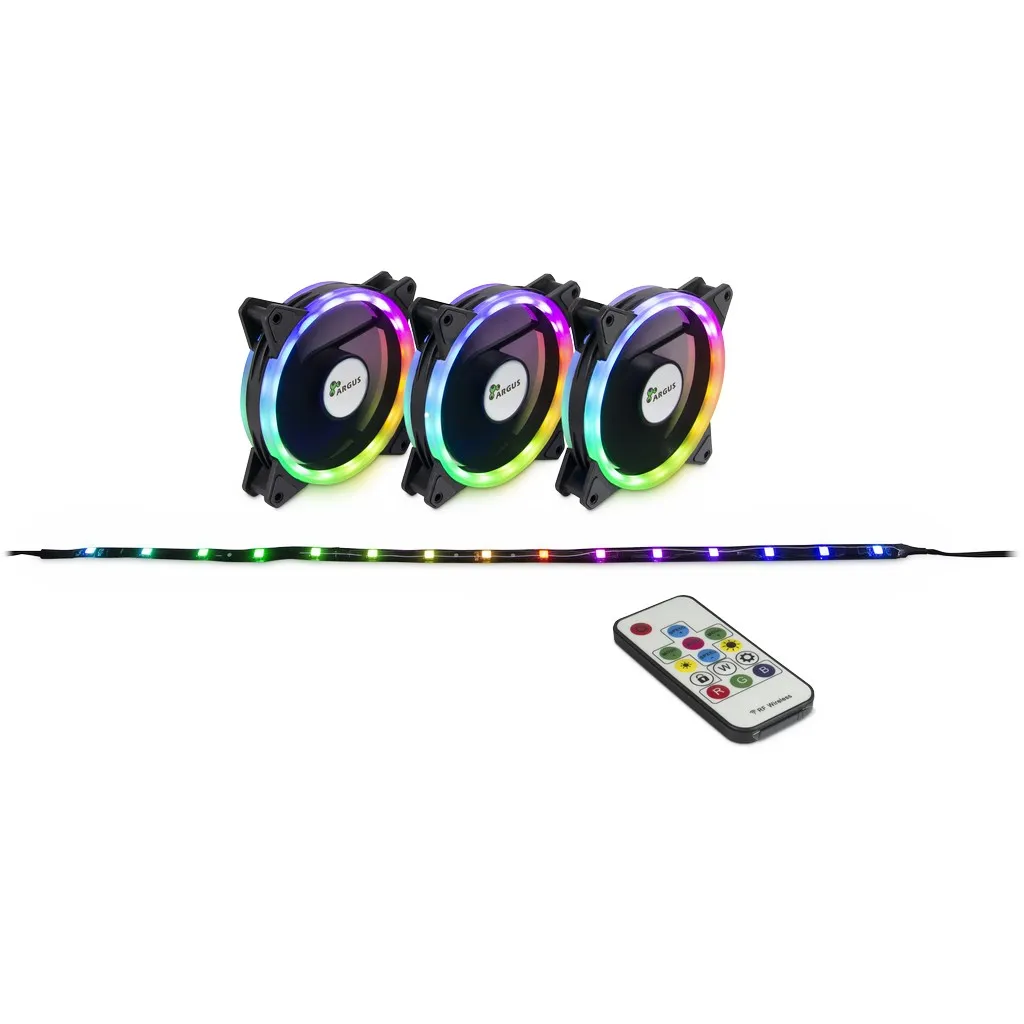Ventilateur PC RGB 120mm Inter-Tech Argus RS-04 Set de 3 avec Fixations