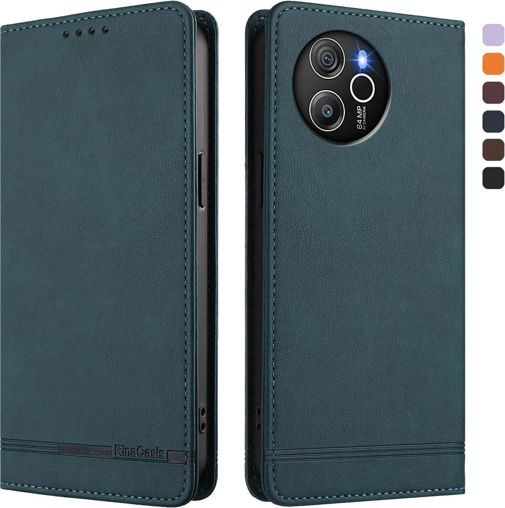 Hülle für Blackview Shark 8 /Oscal Tiger 12, Retro Kunstleder Ständer Klapphülle mit Kartenfächer und Magnetische Grün