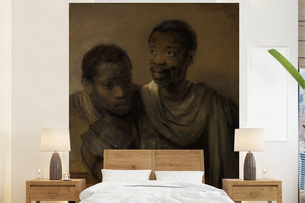 MuchoWow Fototapete für Wohnzimmer oder Schlafzimmer Wandtapete Vinyl Motivtapete Zwei Mauren - Rembrandt van Rijn - 180x220 cm - Tapezierpapier