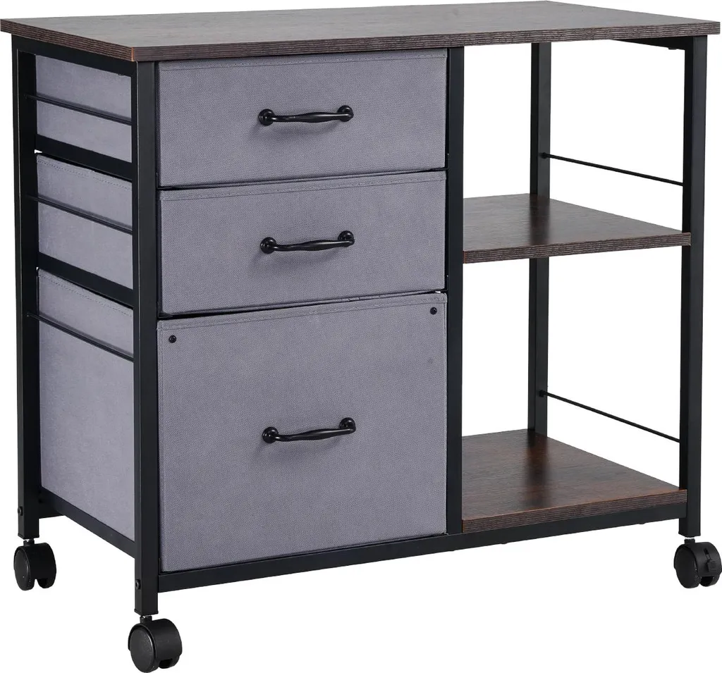 Gagnez de l'Espace : Armoire de Rangement 3 Tiroirs Mobile Bois Marron