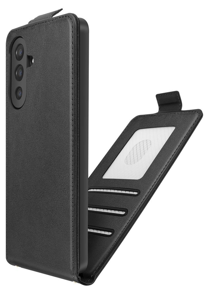 Avizar, Etui Galaxy A17 Vertikal Flip mit Metallkette Schulterband, Schwarz