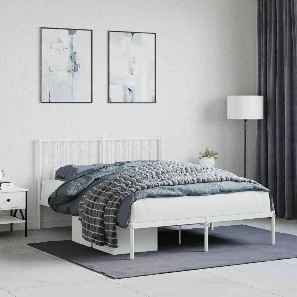 Maison Exclusive - Bettgestell mit Kopfteil Metall Weiß 140x200 cm