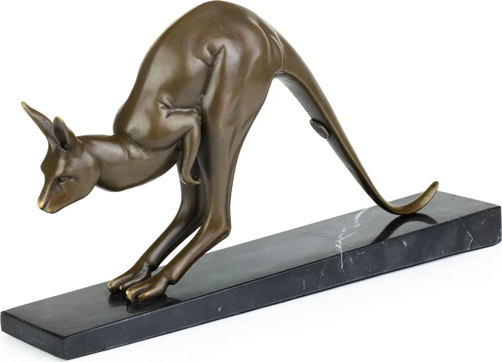 Sculpture Kangourou Bronze : Décoration Stable avec Socle Anti-Rayure