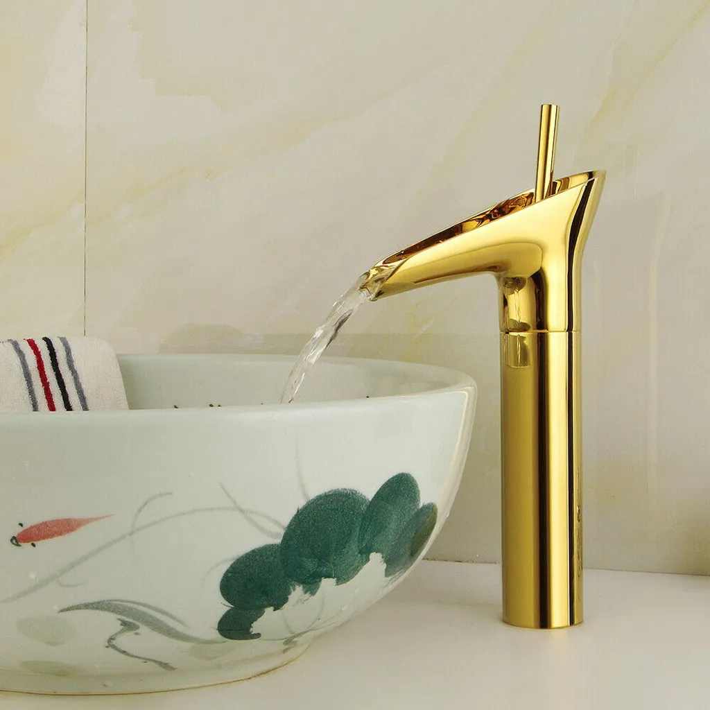 Robinet de lavabo doré anti-calcaire - Mitigeur salle de bains or rétro