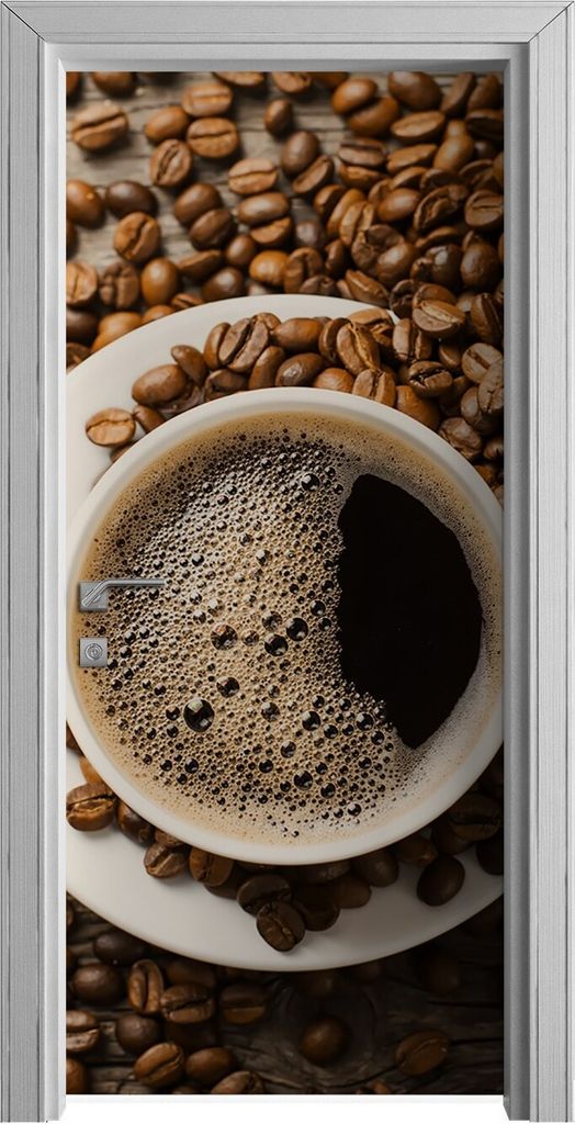 Tür Selbstklebende 90x210 cm Türfolie Türtapete Klebefolie - Kaffee und Kaffeebohnen