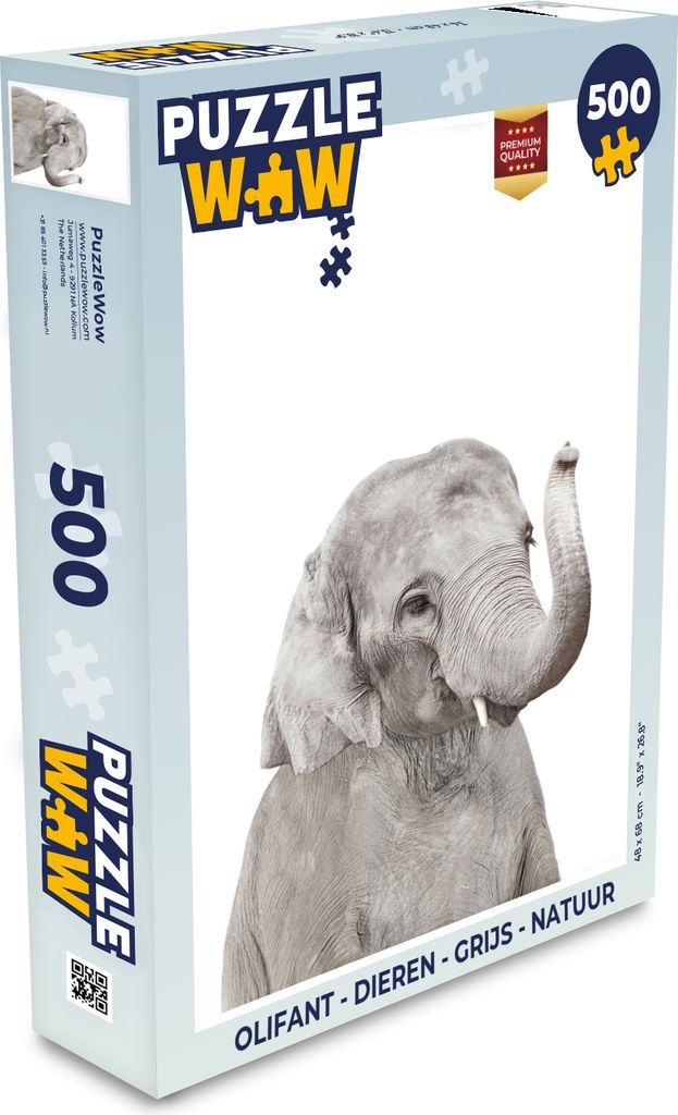 MuchoWow Puzzle 500 Teile Elefant - Tiere - Grau - Natur - Denken - Spiel - Toy
