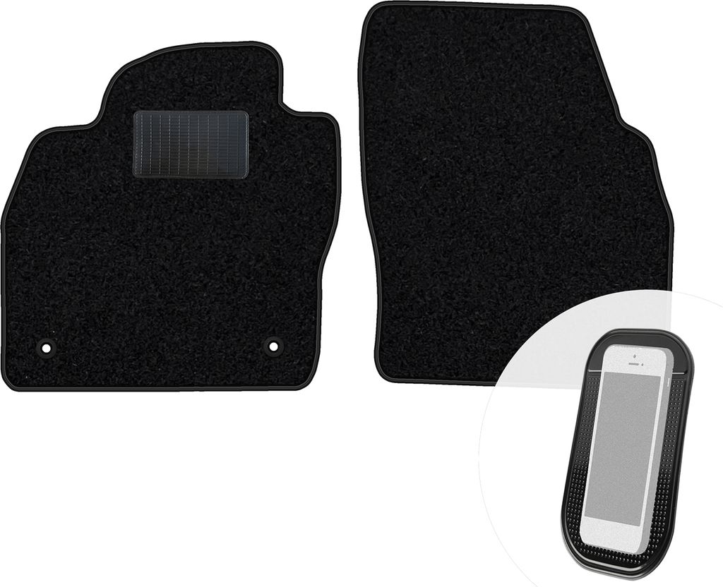 moto-MOLTICO Vorne Fußmatten Auto Velours Autoteppiche Schwarz Automatten Set 2-teilig passend für VW Polo VI, Seat Ibiza V, Arona, Audi A1 III a...