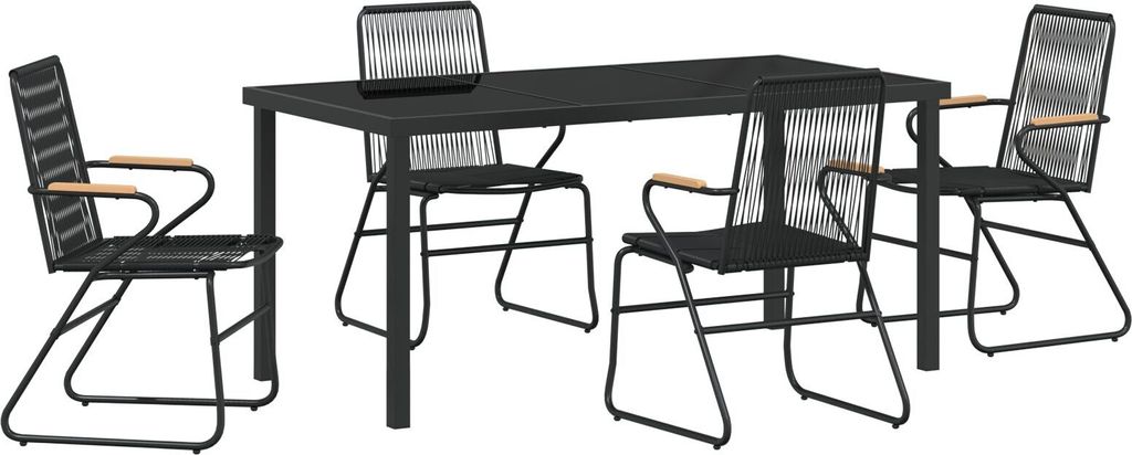 Möbel 5-teiliges Garten-Ess-Set Schwarz PVC Rattan - Gartenstühle 3379173
