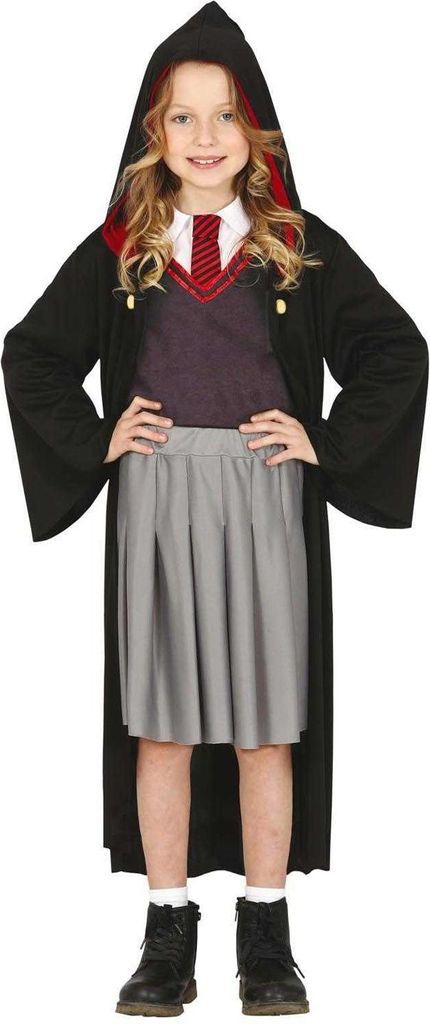 Fiestas Guirca - Hexe Studentin-Kostüm für Kinder Set FG677 (116) (Schwarz/Grau)