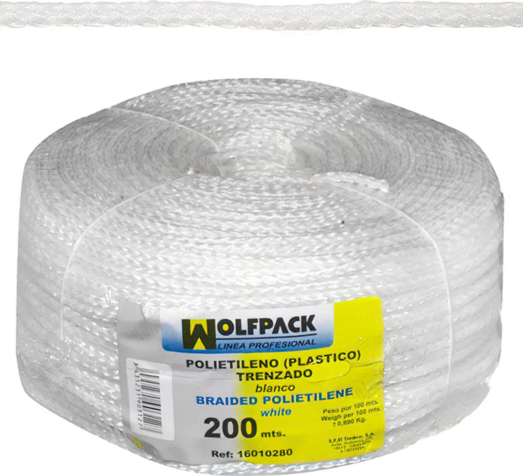 Cavo di plastica intrecciato bianco (bobina da 200 m)