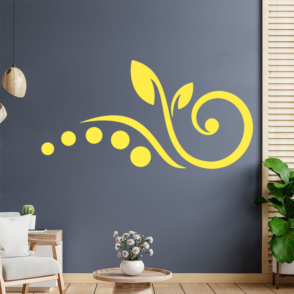 Blume - Linien Punkte Wandtattoo in 6 Größen - Wandaufkleber Wall Sticker - Dekoration, Küche, Wohnzimmer, Schlafzimmer, Badezimmer