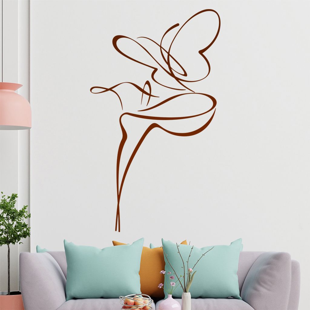 Schmetterling Linien Wandtattoo in 6 Größen - Wandaufkleber Wall Sticker - Dekoration, Küche, Wohnzimmer, Schlafzimmer, Badezimmer