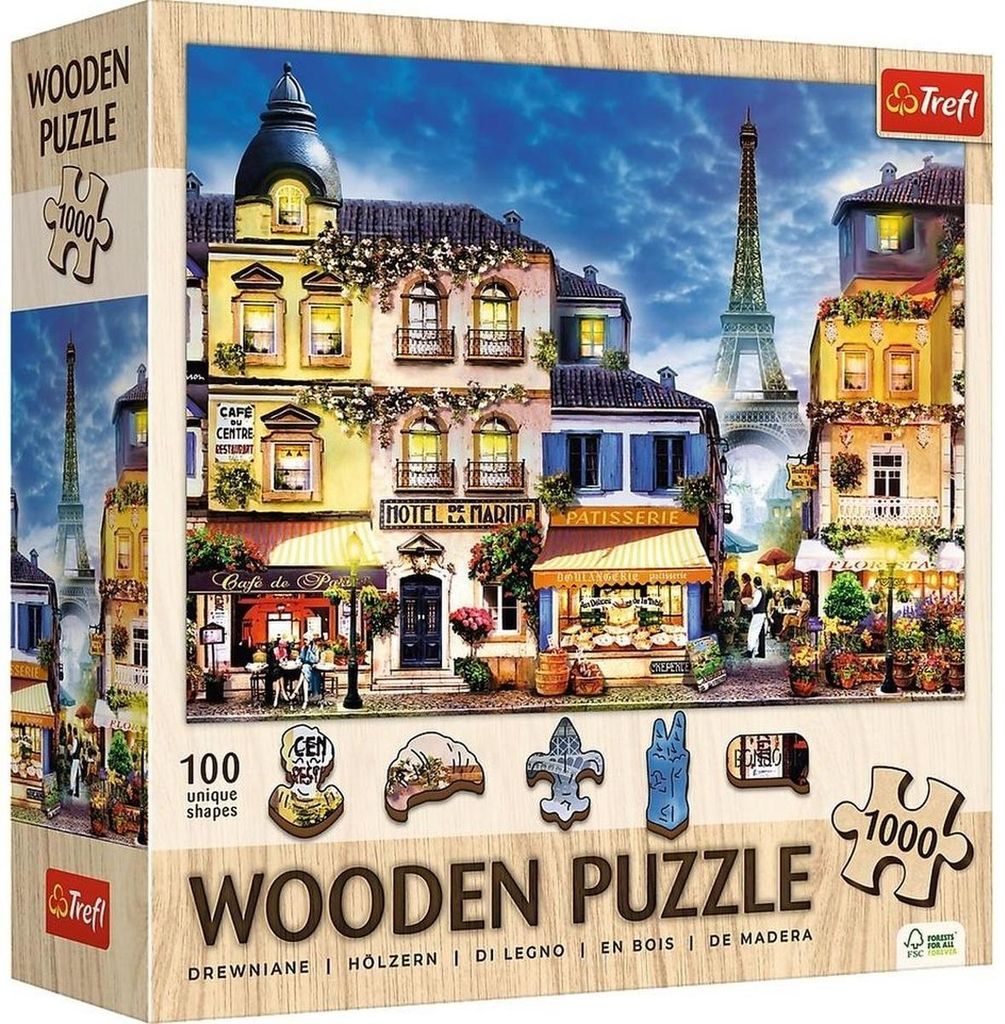 Puzzle Francuska uliczka drewniane Trefl 1000 elementów Zdjęcie produktu 