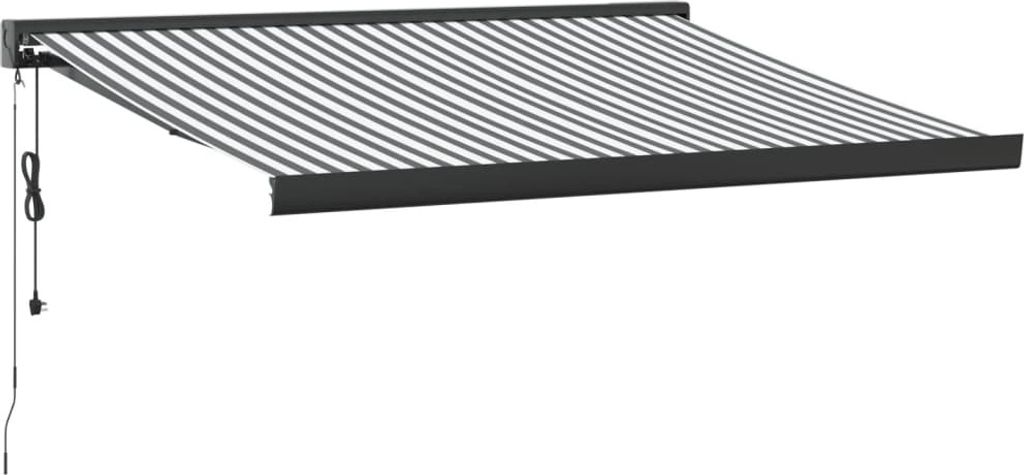 Markise Einziehbar Anthrazit und Weiß 3x2,5 m Stoff & Aluminium
