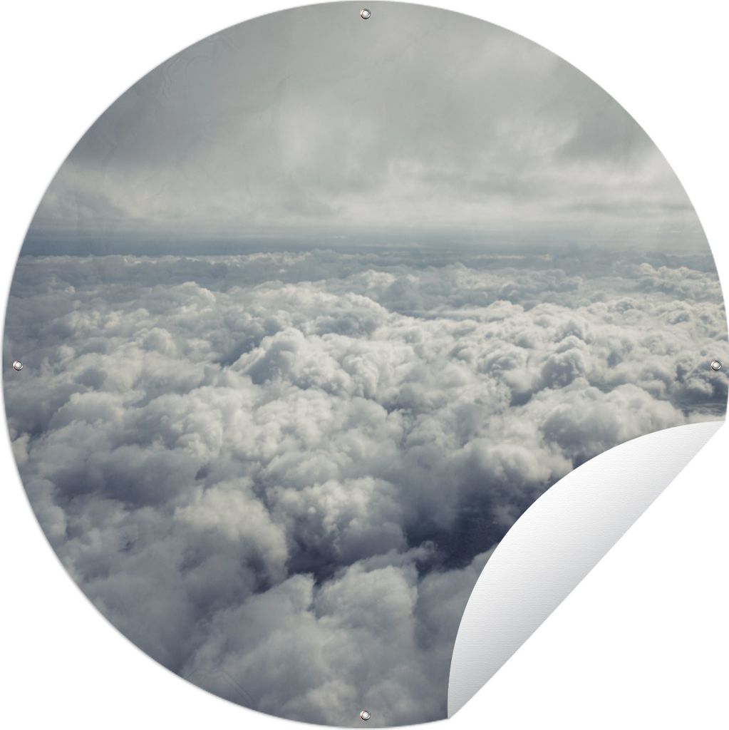 MuchoWow Gartenposter Outdoor-Poster Rund Luftaufnahme von vielen und großen Wolken Ø 150 cm Gartendeko Rundes Poster draußen