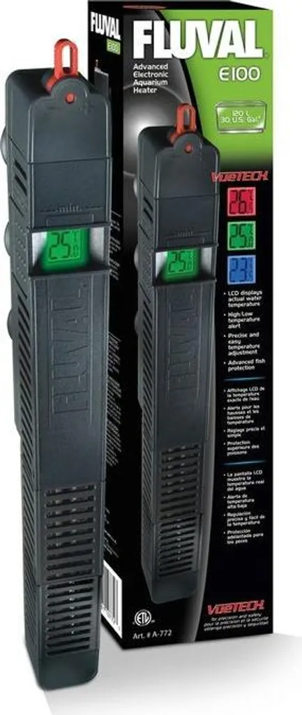 Chauffage aquarium numérique Fluval E 100W avec écran LCD de contrôle