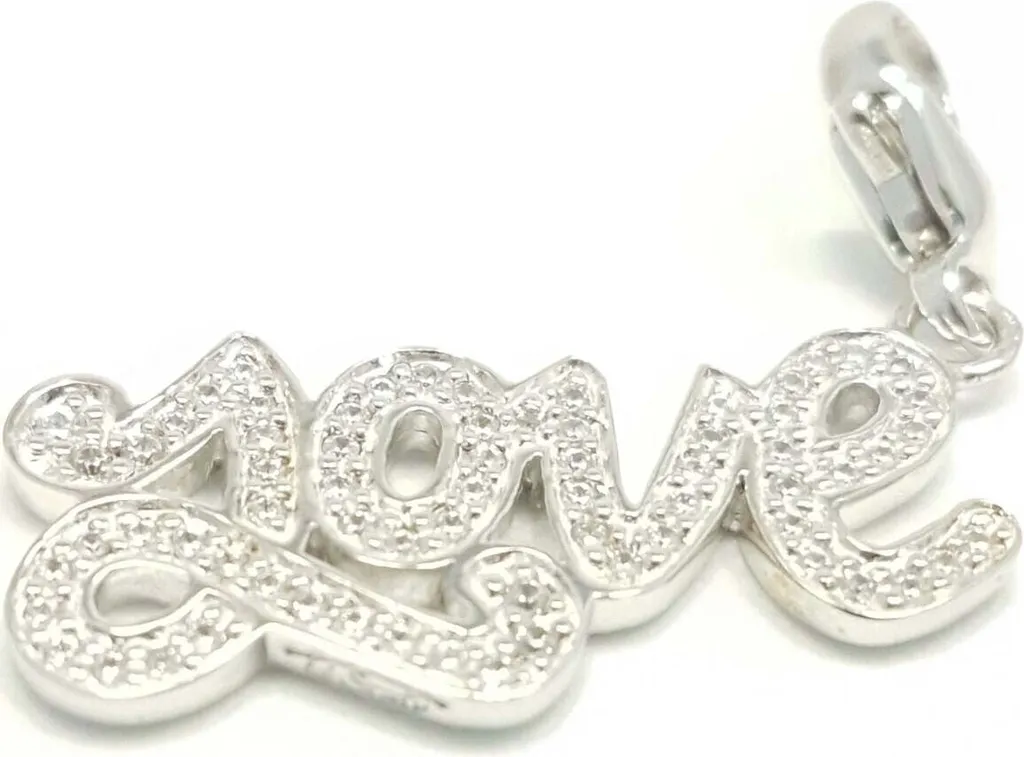 Pendentif breloque pour femme en argent rhodié brillant de 3 cm