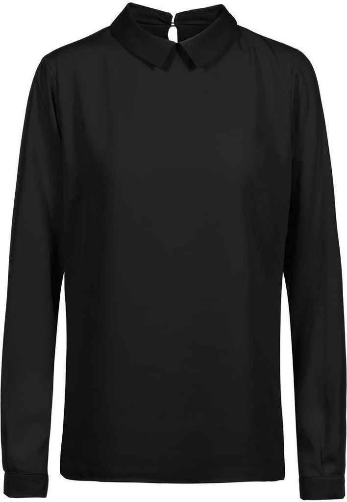 Greiff CHIFFON Damen Chiffon-Schlupfbluse Kragen Langarm Regular Schwarz 36