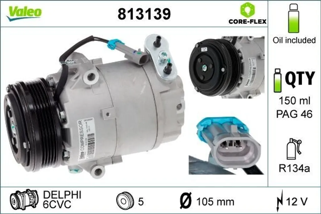 Compresseur de Climatisation Valeo 813139 pour Astra G et Zafira A