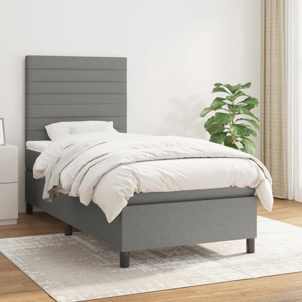 The Living Store Boxspringbett mit Matratze Dunkelgrau 90x190 cm Stoff