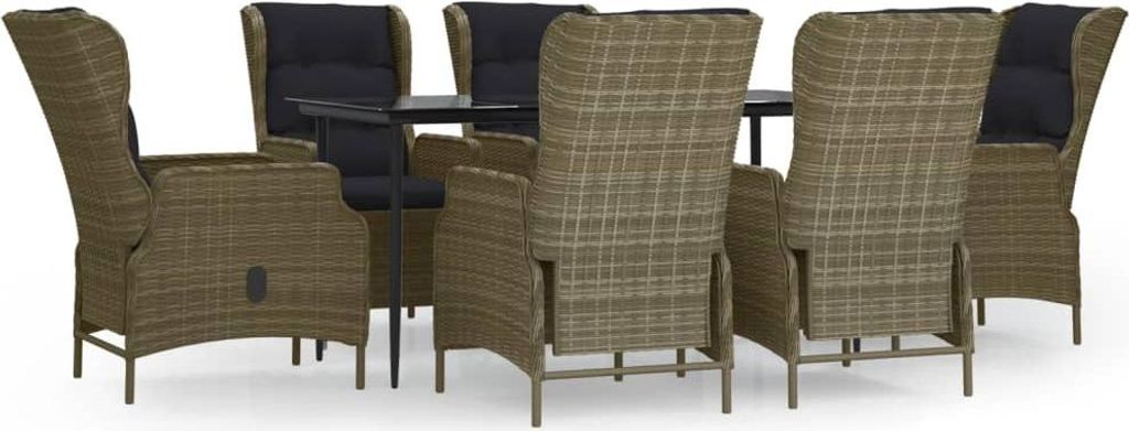 vidaXL 7-tlg. Garten-Essgruppe Braun Poly Rattan
