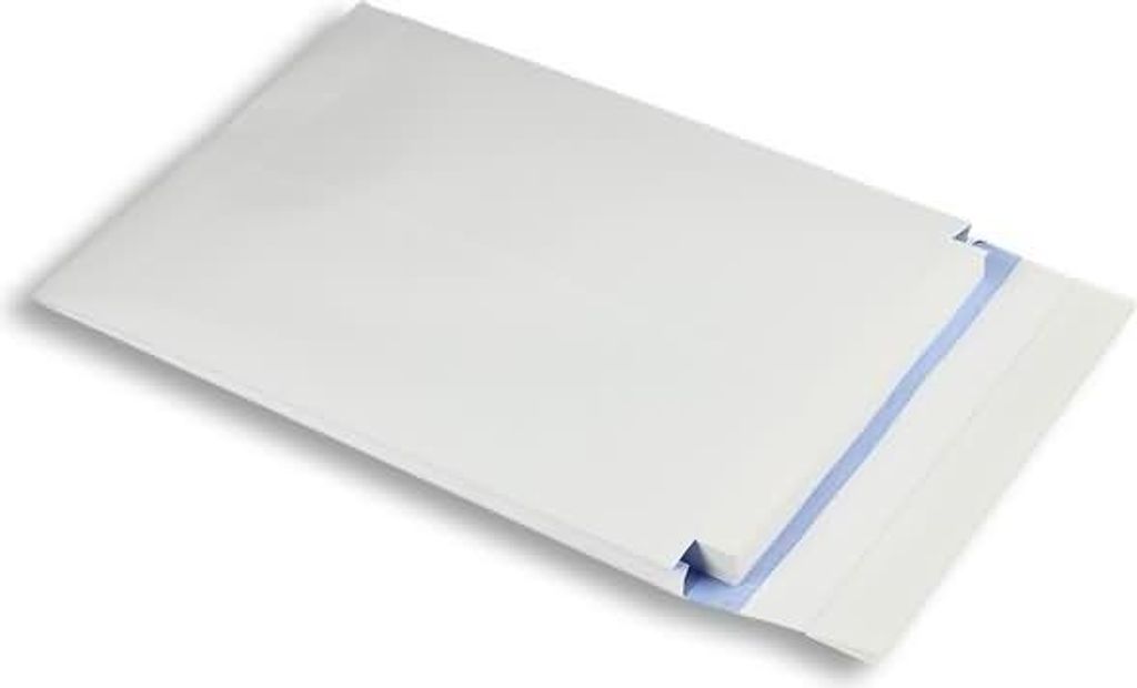 Faltentaschen 250x352x25mm B4 140g/qm haftklebend VE=125 Stück weiß