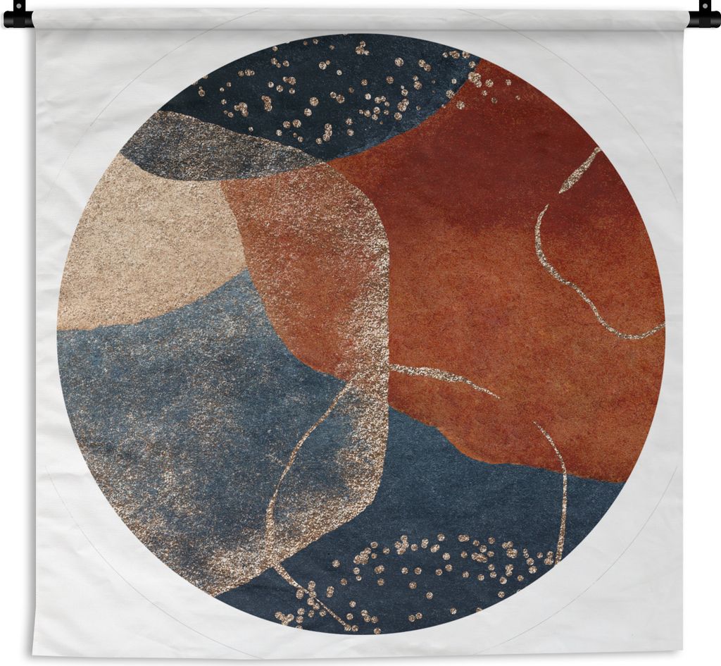 MuchoWow Wandteppich Wandbehang Aquarell - Blau - Gold 60x60 cm Tapisserie Dekoration Wandtuch - Dekorationen - Wand Decke